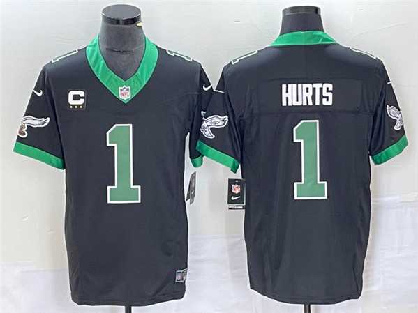 Men's Philadelphia Eagles #1 Jalen Hurts Black 2023 F.U.S.E. Vapor Untouchable With C Patch Stitched Football Jersey,We sell and wholesale Men's Philadelphia Eagles #1 Jalen Hurts Black 2023 F.U.S.E. Vapor Untouchable With C Patch Stitched Football Jersey on line form chian!